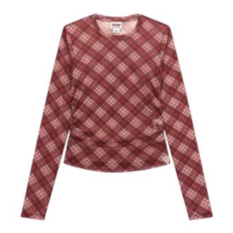 Guess Long Sleeve Tops, female, Red, Size: M Top in mesh