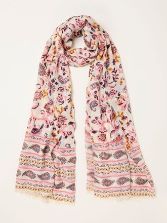 Fat Face FatFace Ivory Paisley Floral Printed Lightweight Scarf