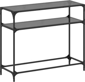 vidaXL Vidaxl - Mesa consola con superficie de vidrio negro acero 98x35x81 cm
