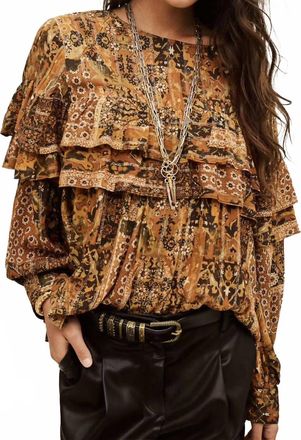 BA&SH Pixie Round Neck Blouse In Ocre