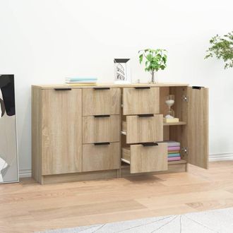 Berkfield Home Sideboards 2 pcs Sonoma Oak 60x30x70 cm Engineered Wood in Light Tan | Size: 60 x 30 x 70 cm
