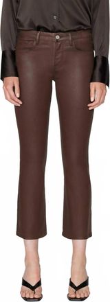 Frame Denim Le Crop Mini Boot Coated Jeans In Dark Chocolate