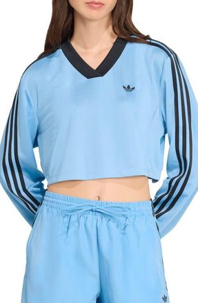 adidas Adicolor Soccer Crop Jersey in Ash Blue/Black at Nordstrom, Size Medium