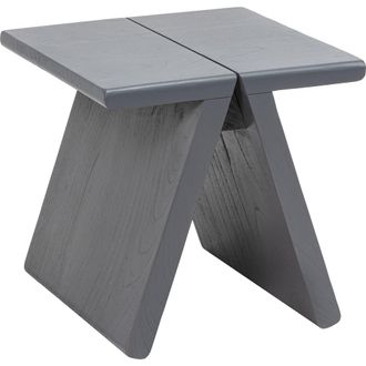 Jonathan Y Designs Jack Rustic Scandinavian Handcrafted Solid Mindi Wood Sculptural Base Accent Stool in Dark Gray at Nordstrom