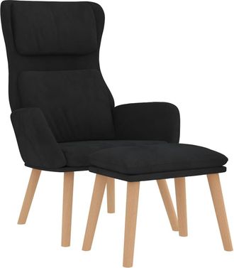 vidaXL Sill&oacute;n De Relax Con Taburete Terciopelo Negro Vidaxl