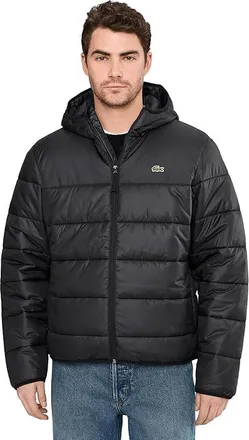 Lacoste Water-Repellent Quilted Puffed Jacket Mens Jacket Black : LG/XL (Euro 56), Polyester
