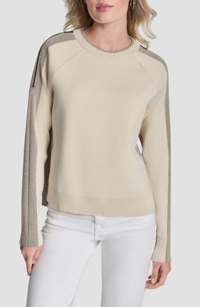 DKNY Contrast Crewneck Sweater in Ecru/tan Heather at Nordstrom, Size X-Small