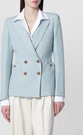 Blaz&eacute; Milano silk linen double breasted blazer