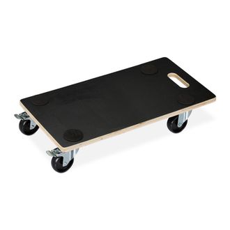 Relaxdays Relaxdays - 4 X Carritos Transportadores, 11.5x58x30 Cm, Carga M&aacute;xima 400 Kg, Ruedas Con Volantes, 2 Ruedas Con Frenos, Negro