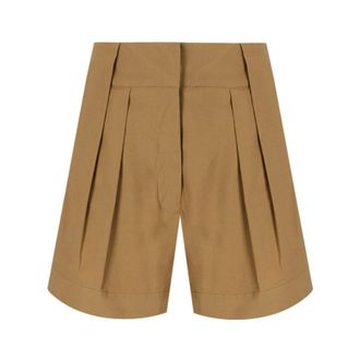 Federica Tosi Khaki Katoenmix Klassieke Shorts - Dames - Korte Broeken - Bruin - S - Katoen - Korte Broeken