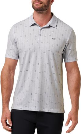 Travis Mathew Featherweight Deco Print Polo in Heather Light Grey at Nordstrom, Size Xx-Large