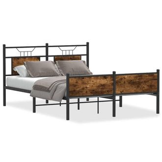 Berkfield Home Bed Frame without Mattress Smoked Oak 140x200 cm Engineered Wood in Brown