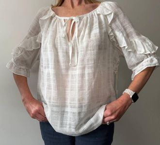 Fifteen Twenty Short Sleeve Ruffle Top In White