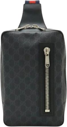 Gucci Pre-owned GG Supreme PVC Coated Canvas Sling Bag - Dames - Vintage Schoudertas - Zwart - ONE Size - Leer - Vintage