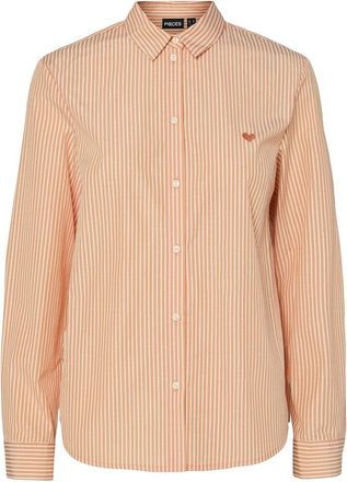 Pieces Geborduurd hemd met fijne strepen