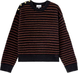Ganni Maglione a righe con bottoni - Nero