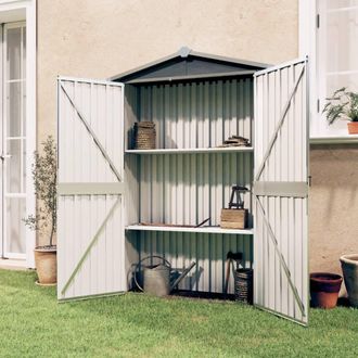 Berkfield Home Garden Shed Grey 116x45x175 cm Galvanised Steel | Size: 116 x 45 x 175 cm