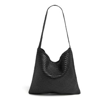 Dragon Diffusion Shoulder Bags, female, Black, Size: ONE SIZE Black Leather Tote Bag with Charm