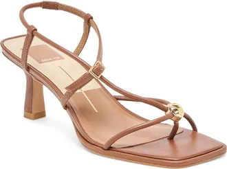 Dolce Vita Mylee Heels Sandal in Cognac Leather at Nordstrom, Size 5.5