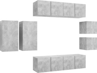 vidaXL 8 Piece TV Cabinet Set Concrete Grey Engineered Wood vidaXL