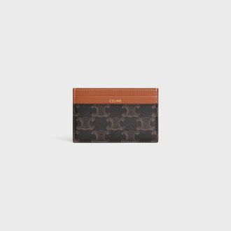 Celine Logo-Stamped Monogram Card Case - Brown