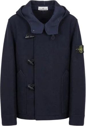 Stone Island Dubbele Rij Wol en Kasjmier Jas - Heren - Winterjassen - Blauw - XL - Wol - Jassen
