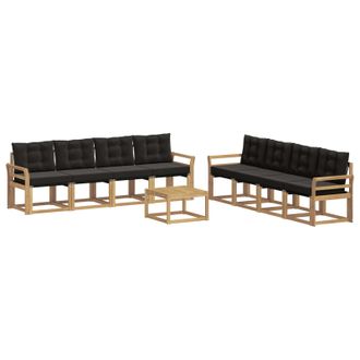 vidaXL Conjunto De Sof&aacute;s De Exterior Con Coj&iacute;n 9 Pcs Blanco Y Negro Vidaxl
