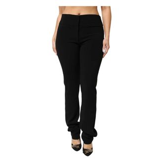 Exte Straight Trousers, female, Black, Size: S Viscose Acetate Blend Straight Leg High Waist Pants