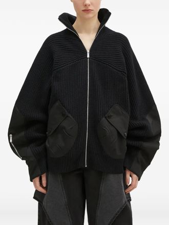 A.A. Spectrum Cardigan Saxon con zip - Nero