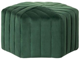Beliani Pouf In Velluto Color Verde Scuro 29 X 53 X 48 Cm Forma Esagonale Murietta