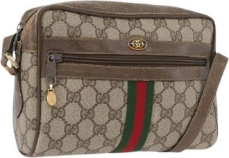 Gucci Pre-owned GG Canvas Schoudertas - Dames - Vintage Schoudertas - Beige - ONE Size - Leer - Vintage