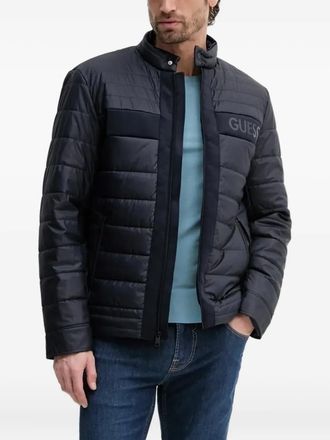 Guess Co quilted logo jacket - men - Polyester - M - Blue