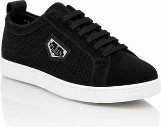 Philipp Plein Perforated Suede Low-Top Sneakers Men in Black at Nordstrom, Size 46