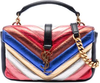 Saint Laurent Pre-owned Saint Laurent Mini Chevron Sheepskin Multicolor Monogram College Satchel Ladies WREXUPWX47KTCG89