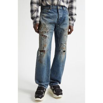 Rick Owens Kurdt Destroyed Jeans in Vintage Wash at Nordstrom, Size 30