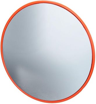 ECD Germany Espejo De Tr&aacute;fico &Oslash; 60 Cm Con Soporte Giratorio Rojo Irrompible Retrovisor De Seguridad Para Interior Garaje Reflejo De Vigilancia Panor&aacute;mico Espejo C