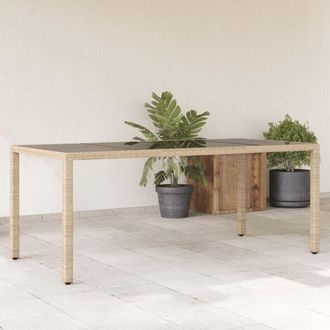 vidaXL Mesa De Jard&iacute;n Superficie De Vidrio Rat&aacute;n Pe Beige 190x90x75 Cm Vidaxl