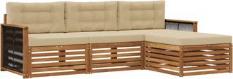 vidaXL Conjunto De Sof&aacute;s De Exterior 4 Uds. Natural Y Beige Vidaxl