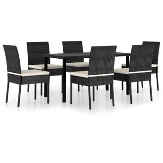 vidaXL 7 Pcs Garden Dining Set Vime Pe Preto