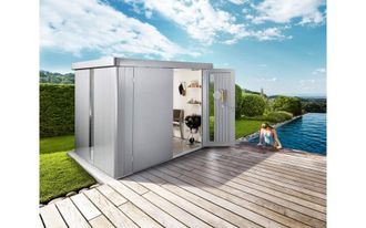 BIOHORT Caseta Metalica Biohort Neo 1b Doble Puerta Color Gris Oscuro Metalizado