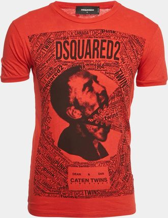 Dsquared2 Red Printed Jersey Chic Dan Fit T-Shirt