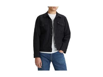 Levi's Premium Denim Trucker Jacket Mens Coat Dark Horse : MD, Cotton/Denim