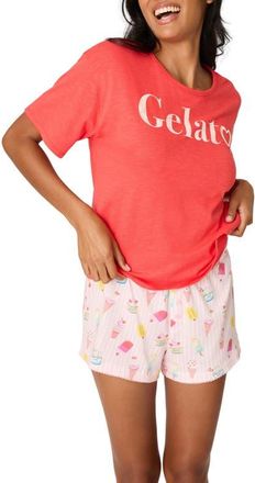 PJ Salvage Playful Print Cotton & Modal Short Pajamas in Red Multi at Nordstrom, Size X-Large