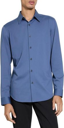 Theory Sylvain ND Structure Knit Button-Up Shirt in Bering - 0Cs at Nordstrom, Size Xx-Large
