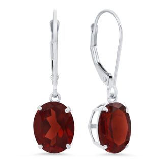 MAX + STONE Sterling Silver Oval Gemstone Dangle Earrings