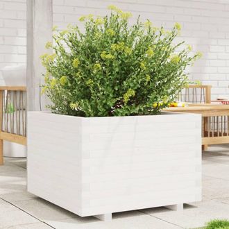 Berkfield Home Garden Planter White 70x70x49.5 cm Solid Wood Pine