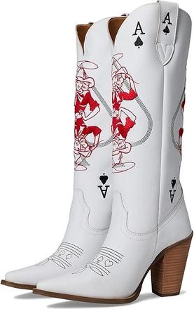 Dingo Ace Of Spades Cowboy Womens Boots White : 7.5 B - Medium, Leather