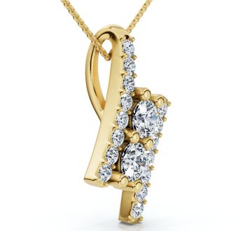 Pompeii3 1/2Ct Two Stone Diamond Pendant Gold Necklace Lab Grown 18 Lab Grown
