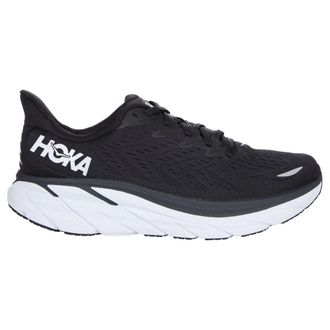 Hoka One One Hoka Clifton 8 Textile Mens Lace Up Trainers - Black White - Size:UK 11.5