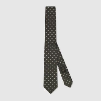 Gucci Double G Silk Jacquard Tie, Green, Silk